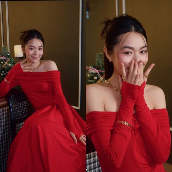 Alice + Olivia Chara Flared Midi Dress Off the Shoulder Bright Ruby Red 4 - Picture 14 of 16